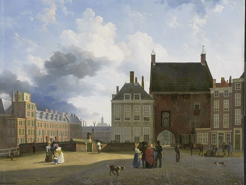 1805-Pieter Daniel van der Burgh - La porta della prigione e la piazza dell'Aia